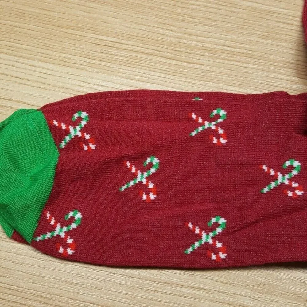 BLOOMINGDALES MENS STORE Red Candy Cane Crew Socks 10-13 Cotton Blend Christmas